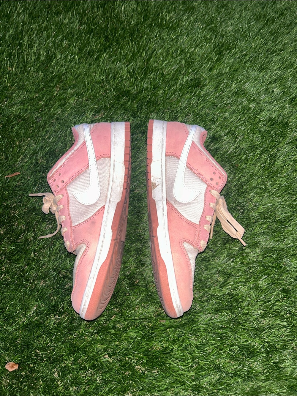 Nike Pink and White Low-Top Dunks